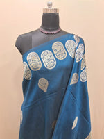 Dark Blue Matka Silk Saree 1