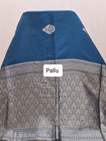 Dark Blue Matka Silk Saree Pallu
