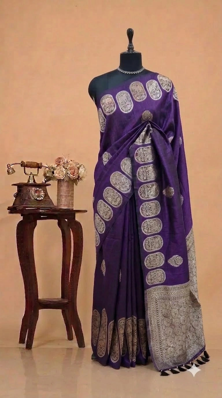 Purple Matka Silk Saree 