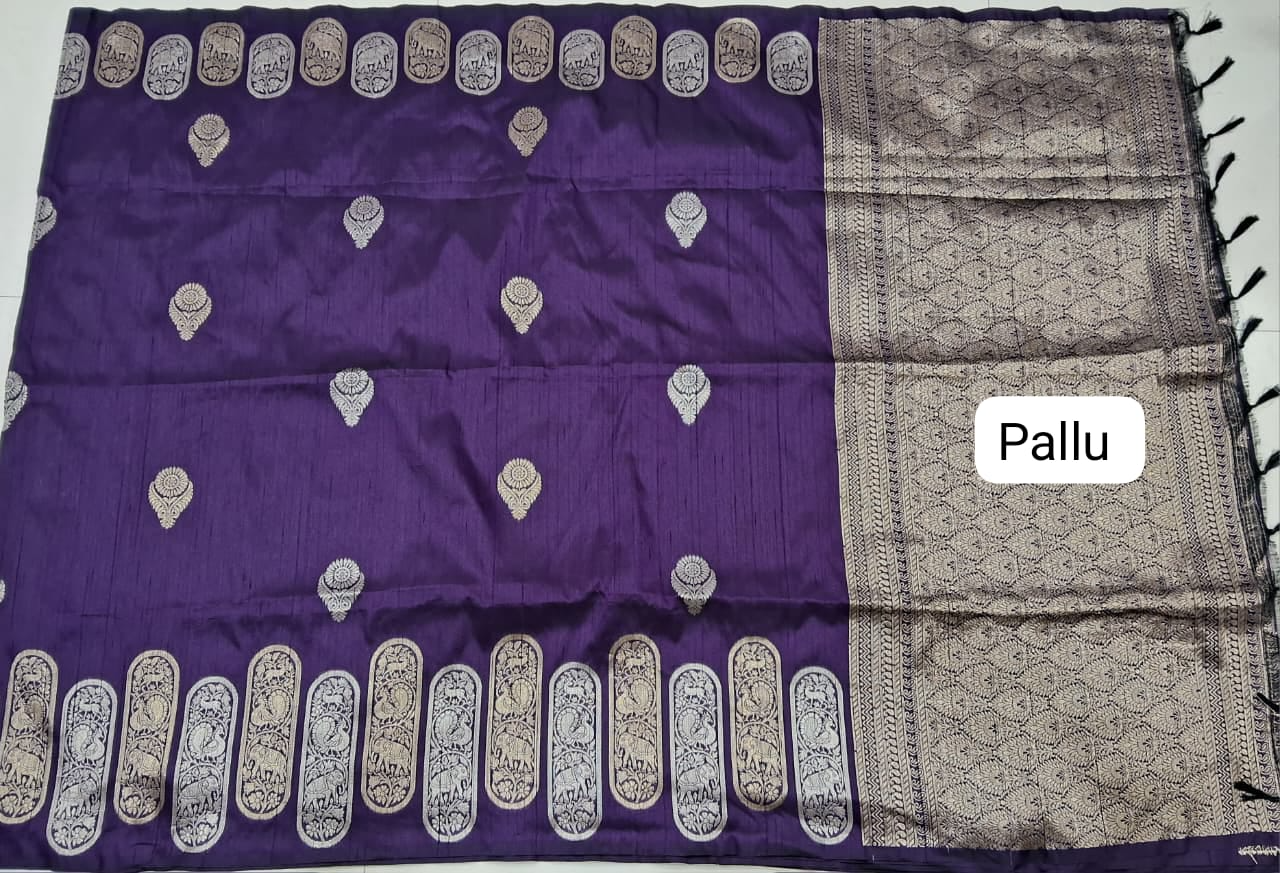 Purple Matka Silk Saree  Pallu