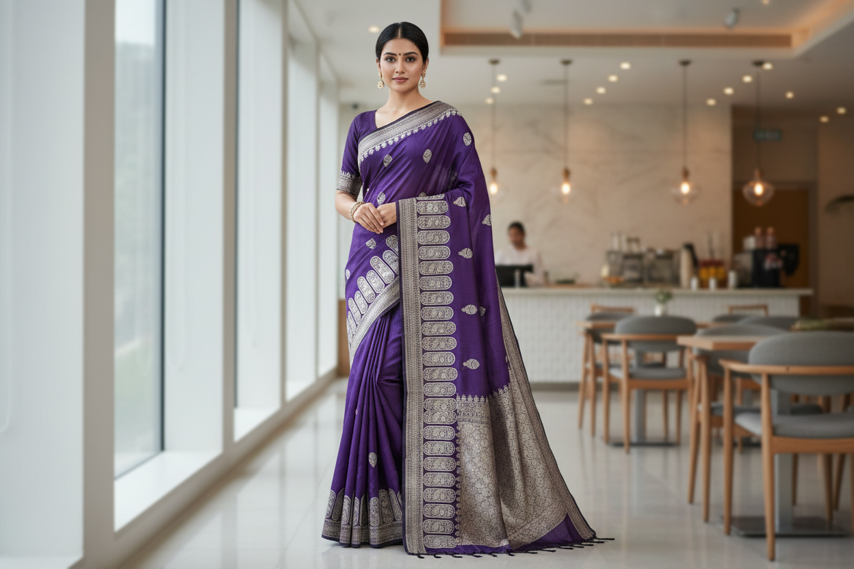 Purple Matka Silk Saree 