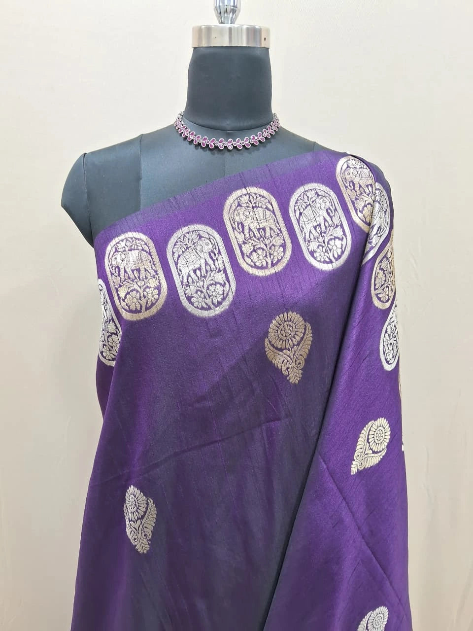  Purple Matka Silk Saree 1