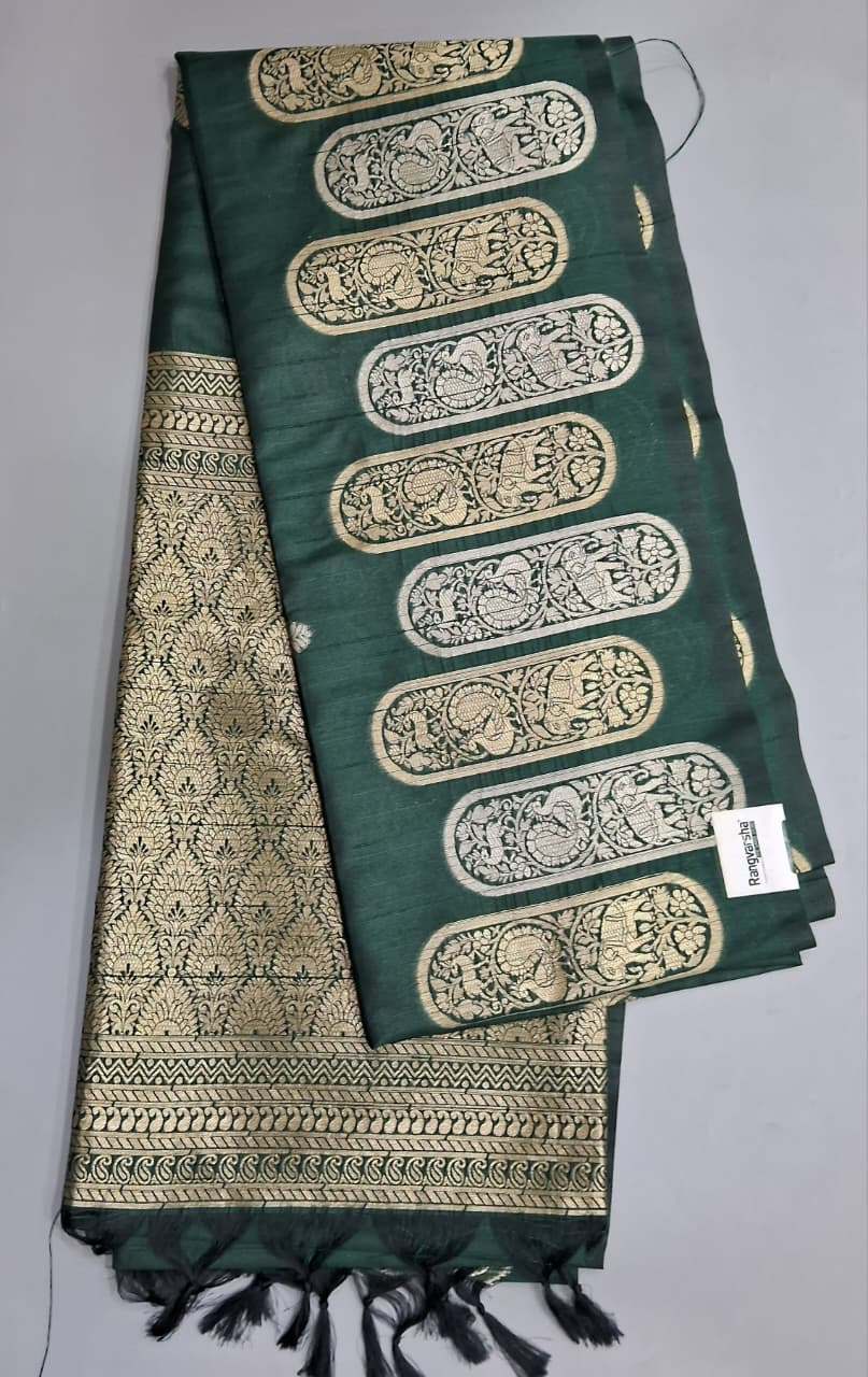 Bottle Green Matka Silk Saree