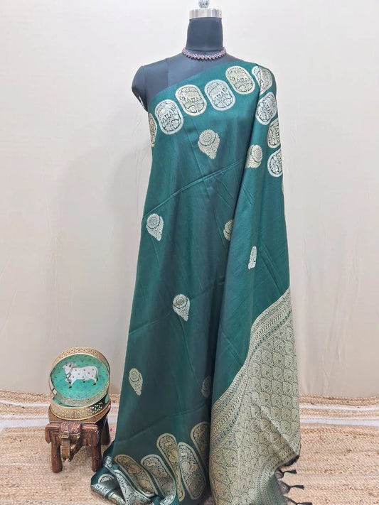 Bottle Green Matka Silk Saree