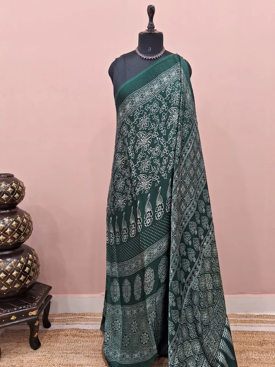 Bottle Green Modal Silk Saree