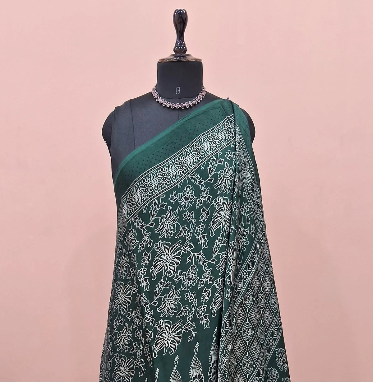 Bottle Green Modal Silk Saree 1