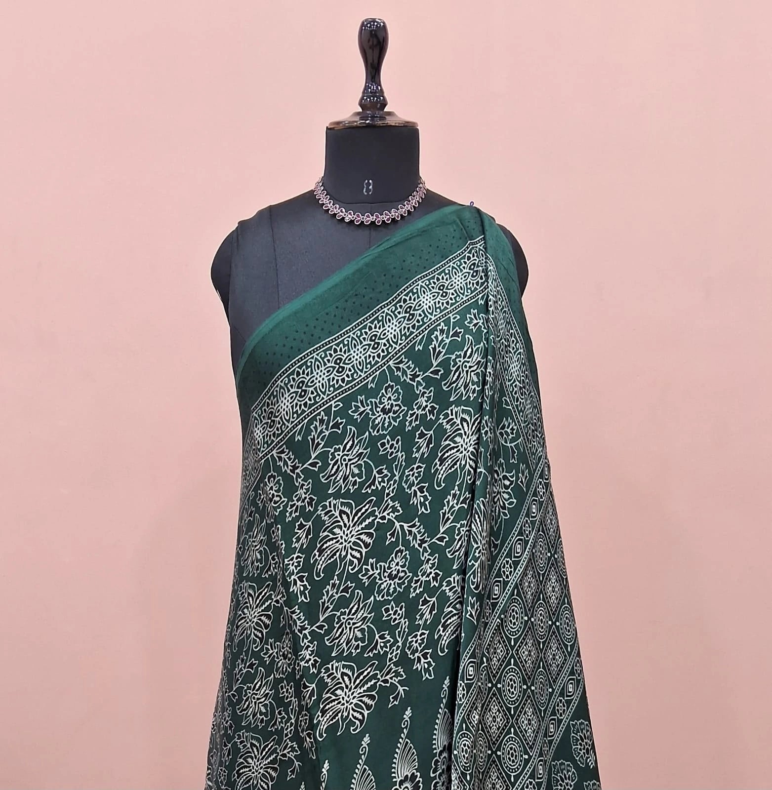 Bottle Green Modal Silk Saree 1