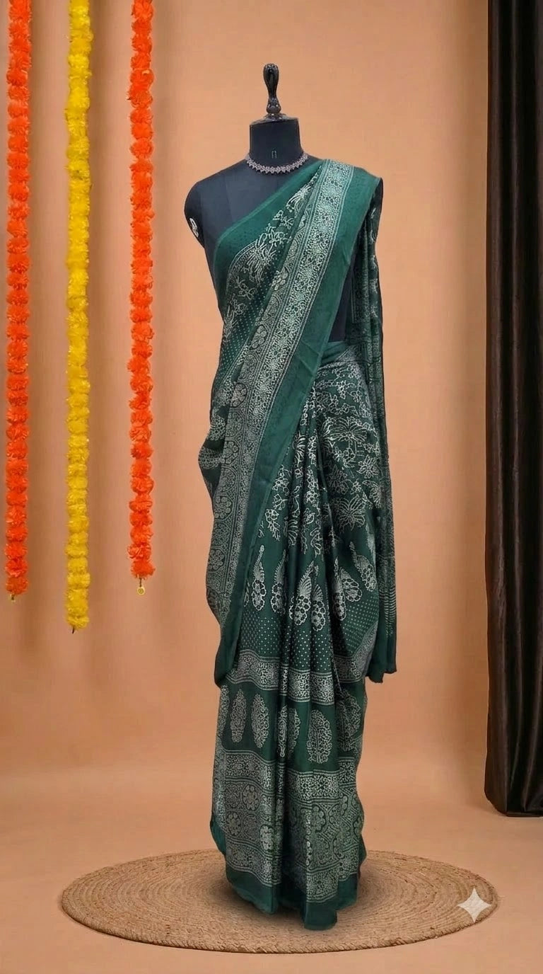 Bottle Green Modal Silk Saree