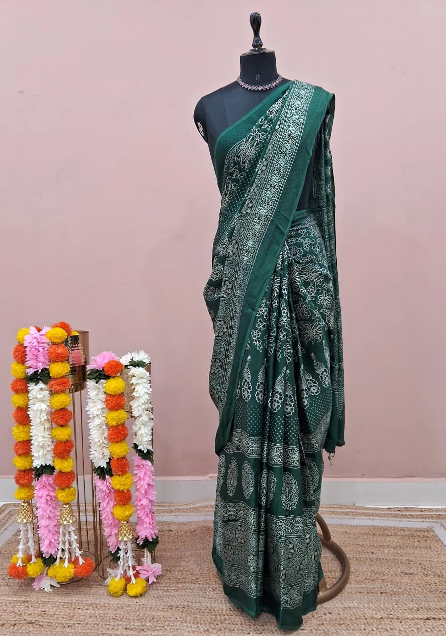 Bottle Green Modal Silk Saree