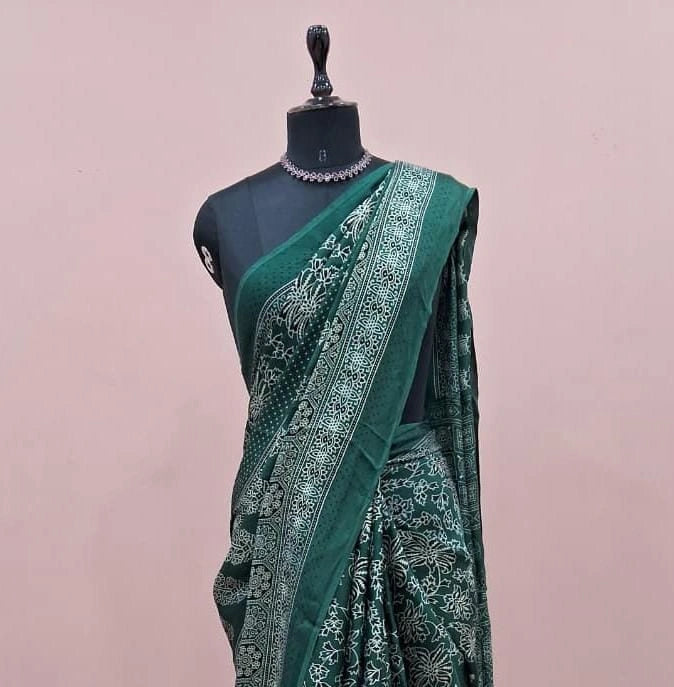 Bottle Green Modal Silk Saree 1