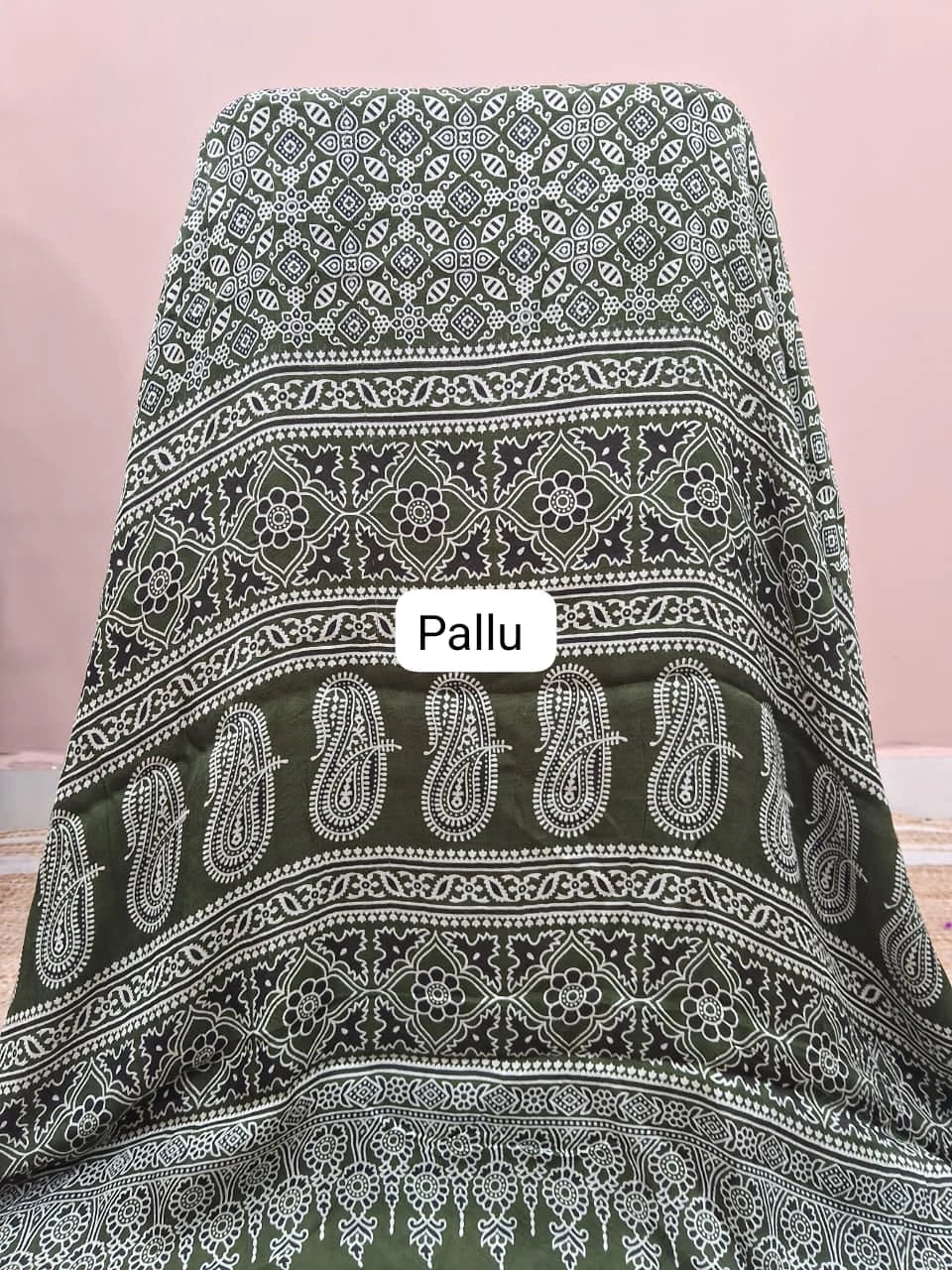 Olive Green Modal Silk Saree Pallu