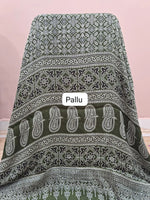 Olive Green Modal Silk Saree Pallu