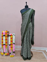 Olive Green Modal Silk Saree 1