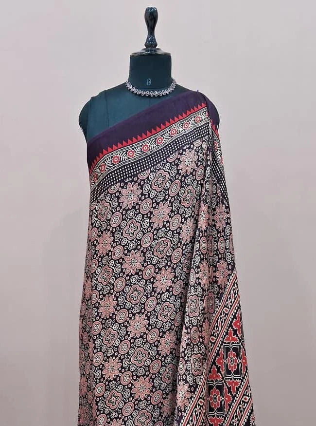 Dark Wine Modal Silk Saree 1