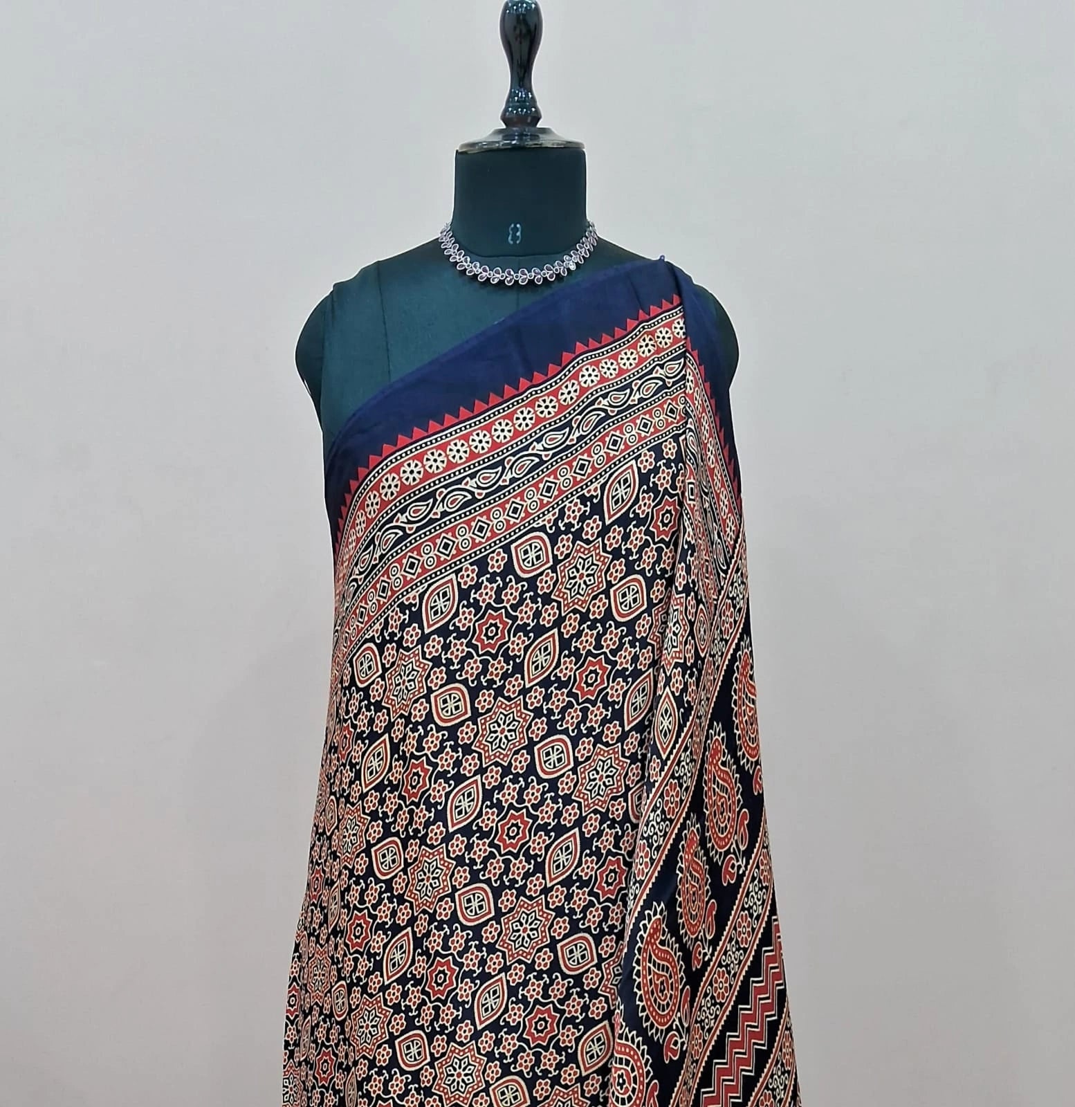 Navy Blue Modal Silk Saree 1
