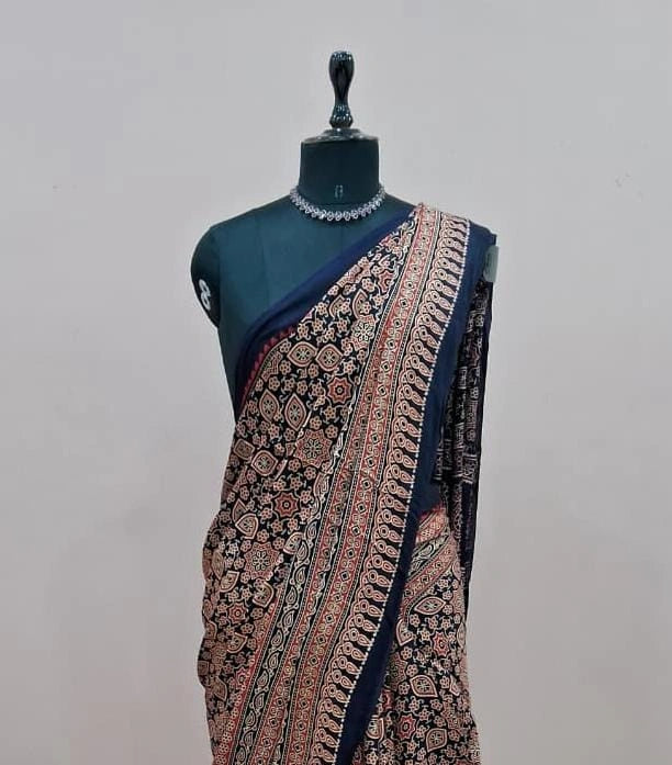 Navy Blue Modal Silk Saree 1