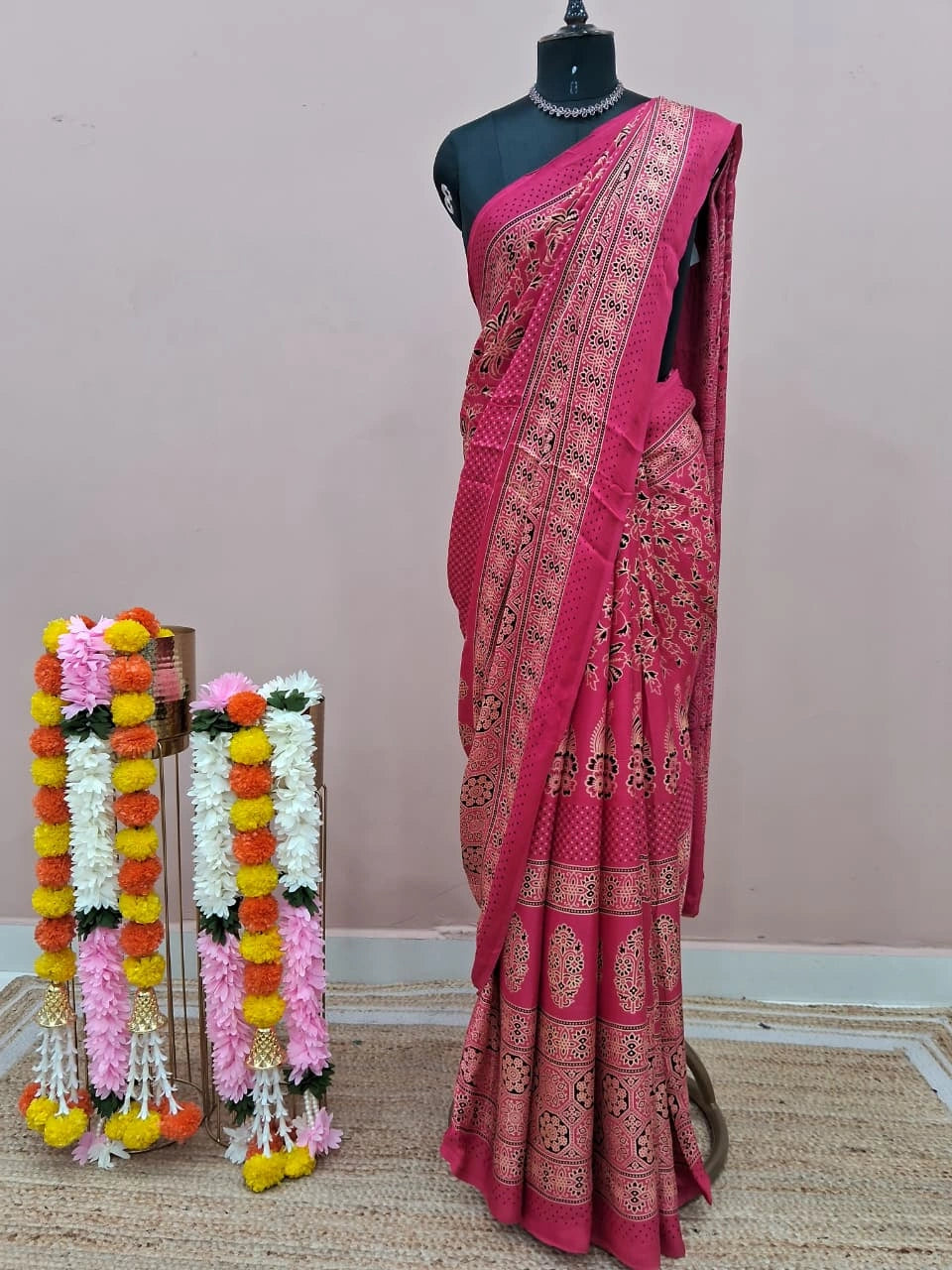 Rani Pink Modal Silk Saree