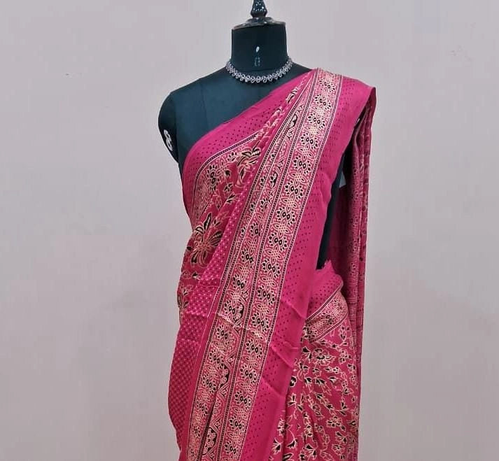 Rani Pink Modal Silk Saree 1