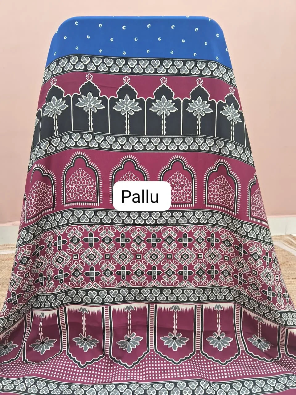 Royal Blue Modal Silk Saree pallu