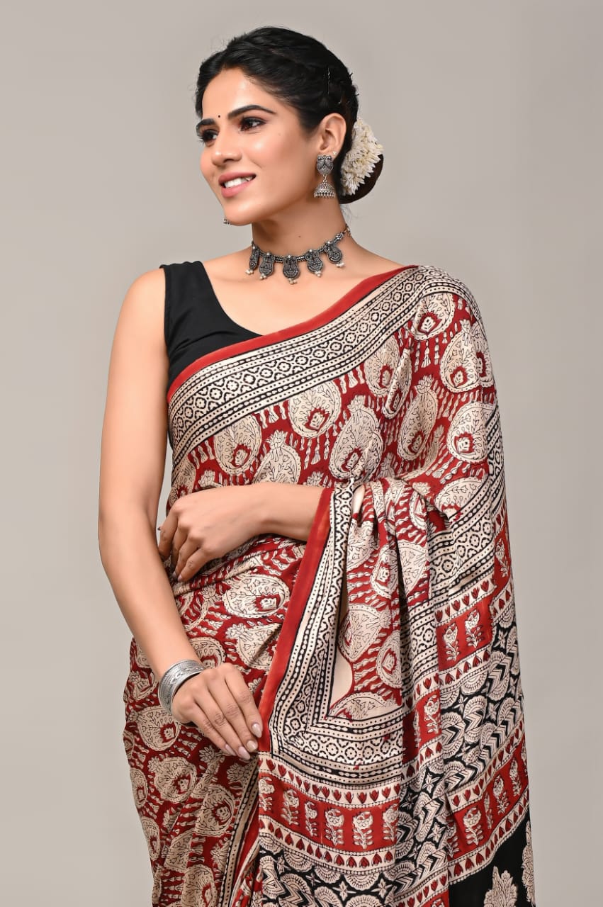 Maroon Modal Silk Saree