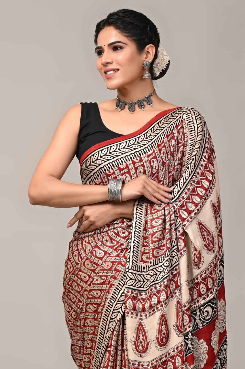 Maroon Modal Silk Saree 