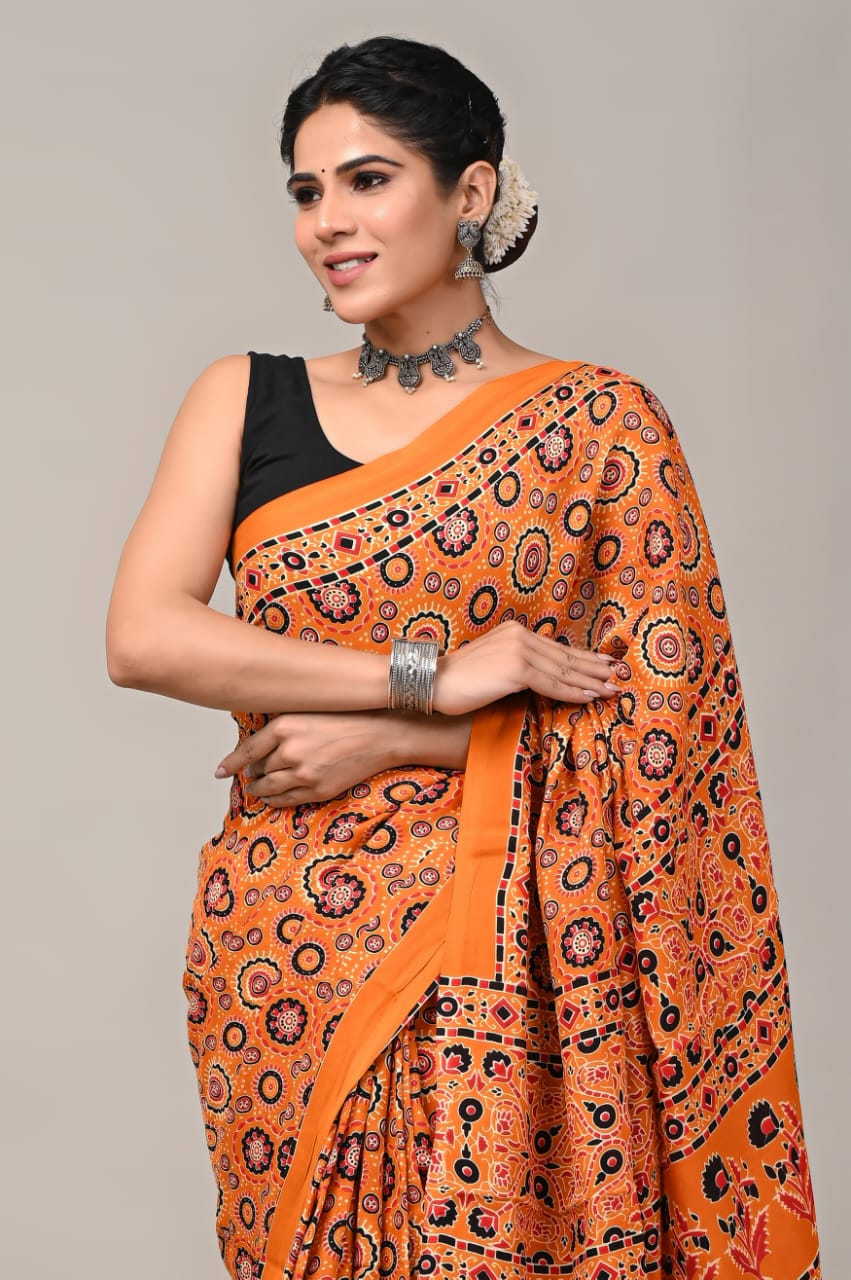 Orange Modal Silk Saree