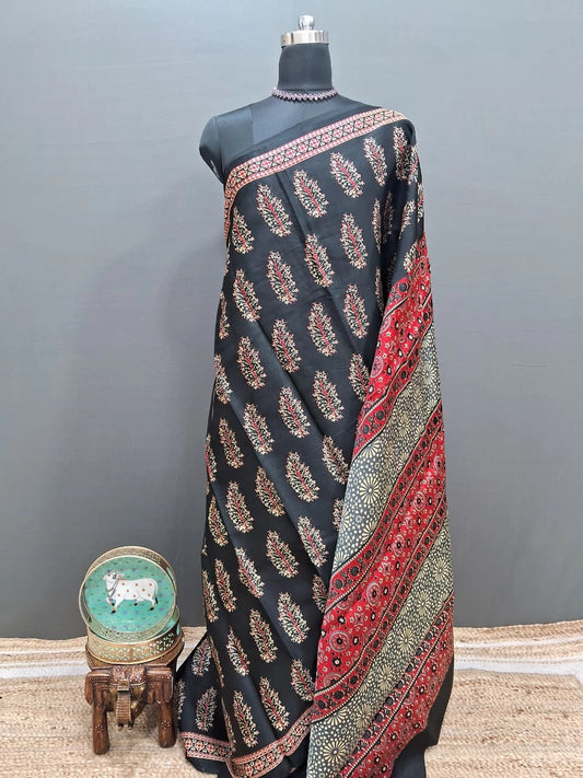 Black Modal Silk Saree