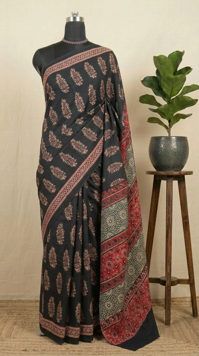 Black Modal Silk Saree
