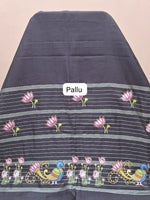 Light Black Mangalgiri Silk Saree Pallu