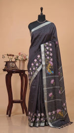 Light Black Mangalgiri Silk Saree 