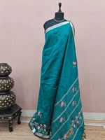 Teal Blue Mangalgiri Silk Saree