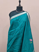 Teal Blue Mangalgiri Silk Saree 1