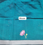 Teal Blue Mangalgiri Silk Saree Blouse
