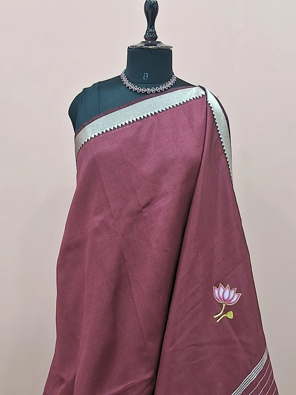 Maroon Mangalgiri Silk Saree 1