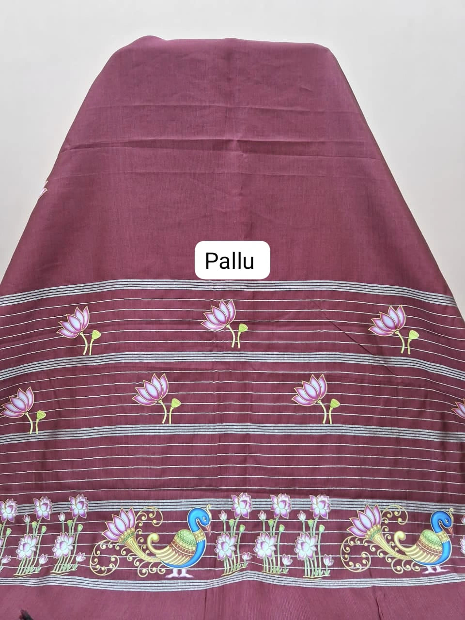 Maroon Mangalgiri Silk Saree Pallu