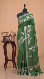 Grass Green Mangalgiri Silk Saree 