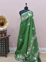 Grass Green Mangalgiri Silk Saree 