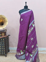 Wine Mangalgiri Silk Saree