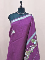 Wine Mangalgiri Silk Saree 1