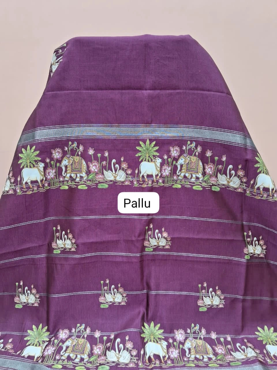 Wine Mangalgiri Silk Saree Pallu