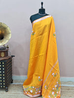 Yellow Mangalgiri Silk Saree