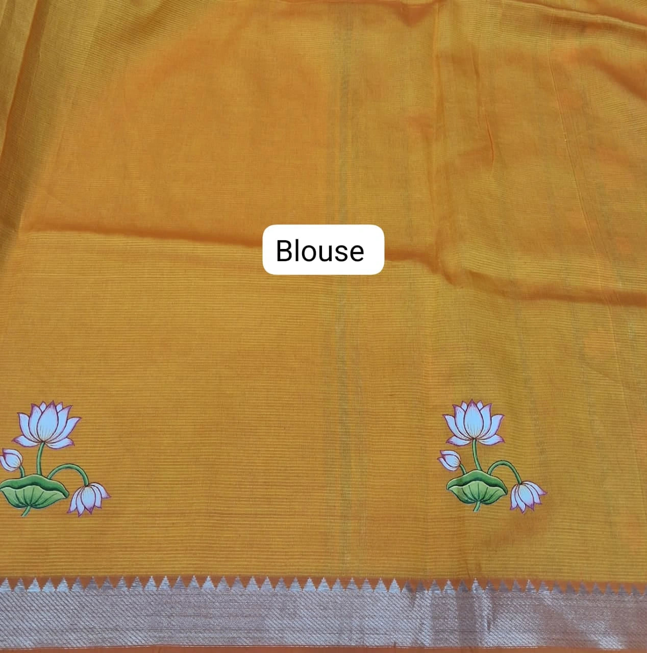 Yellow Mangalgiri Silk Saree Blouse