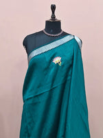 Dark Teal Blue Mangalgiri Silk Saree 1