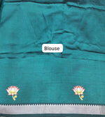 Dark Teal Blue Mangalgiri Silk Saree Blouse