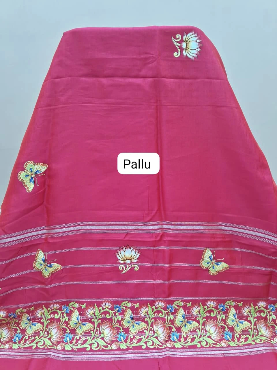 Pink Mangalgiri Silk Saree Pallu