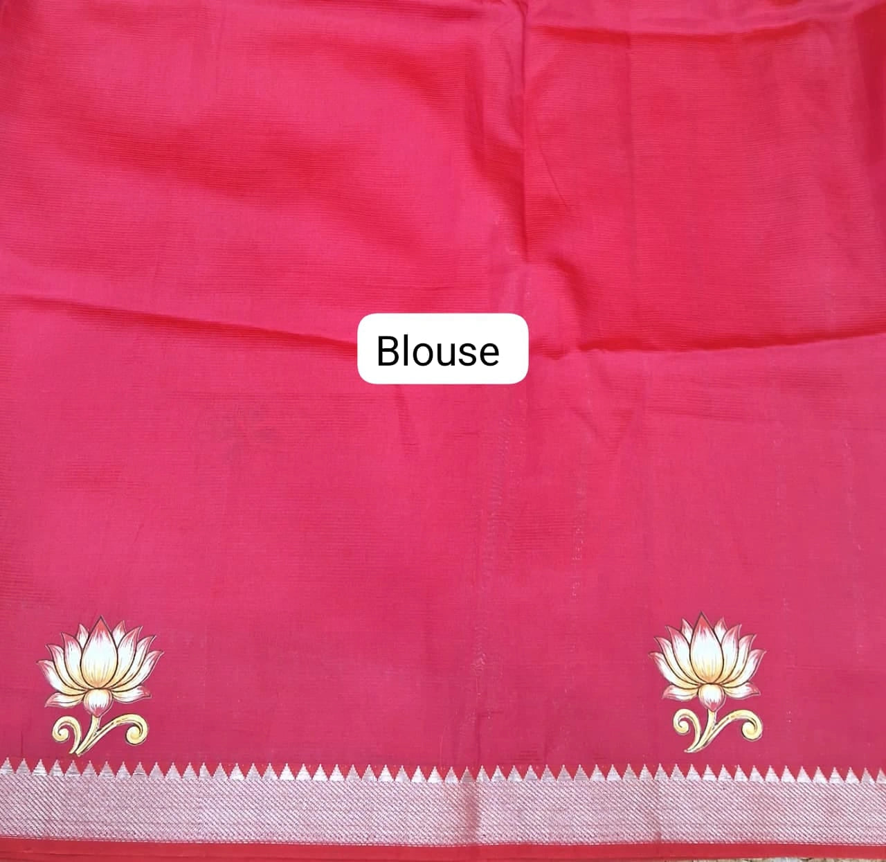 Pink Mangalgiri Silk Saree Blouse