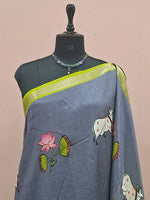 Elephant Grey Mangalgiri Silk Saree 1