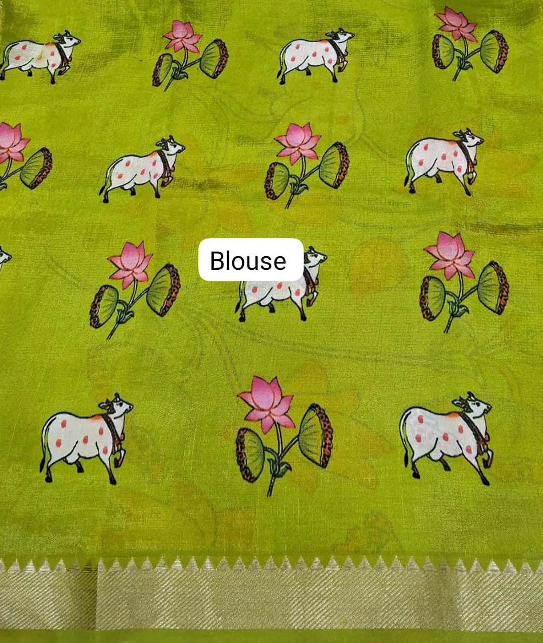 Elephant Grey Mangalgiri Silk Saree Blouse