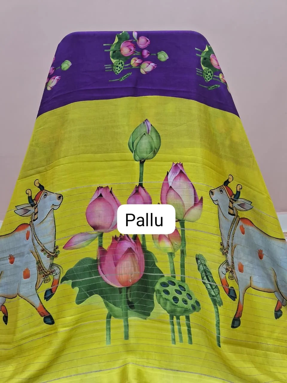 Purple Mangalgiri Silk Saree pallu