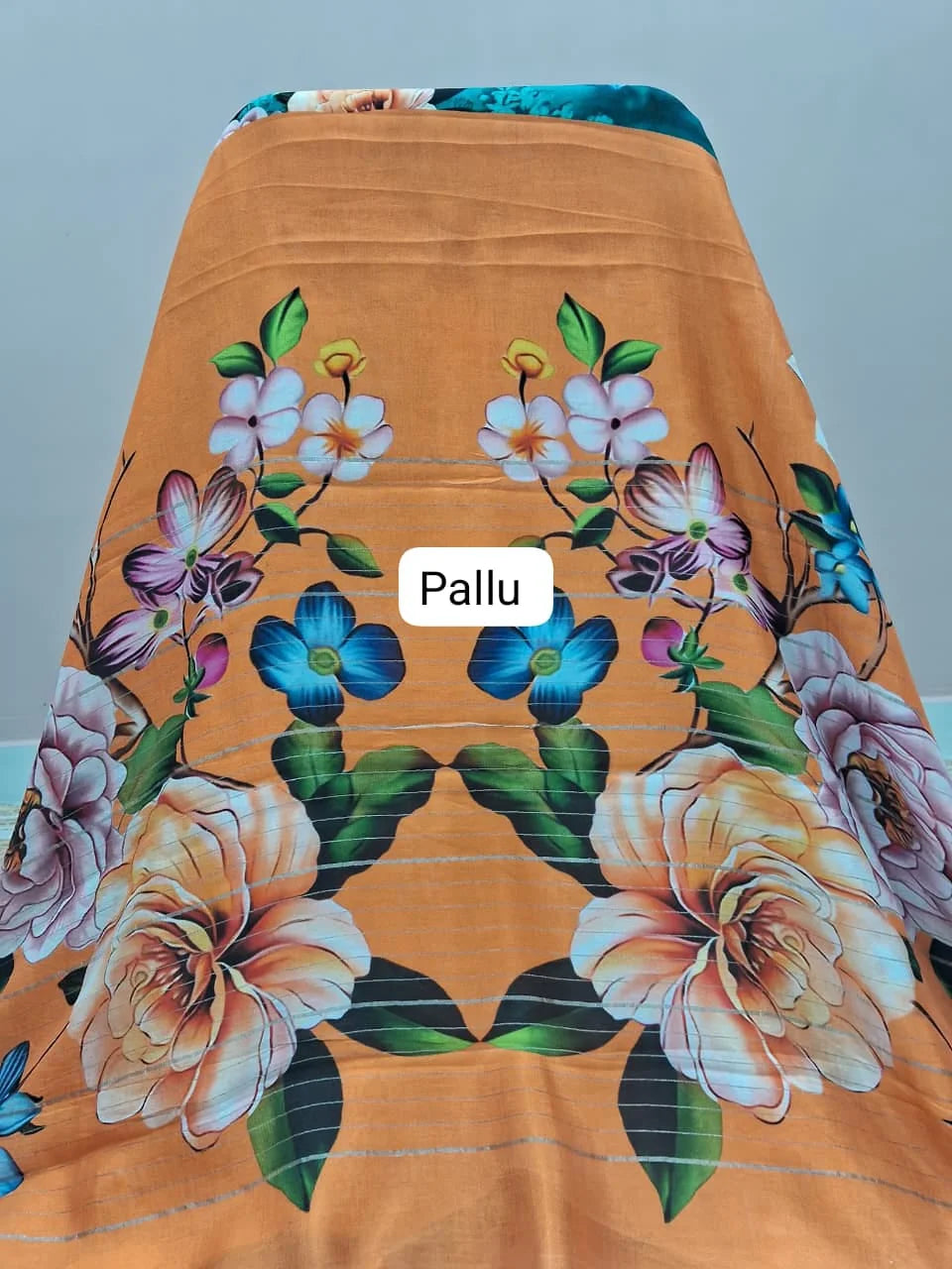 Peacock Green Mangalgiri Silk Saree Pallu